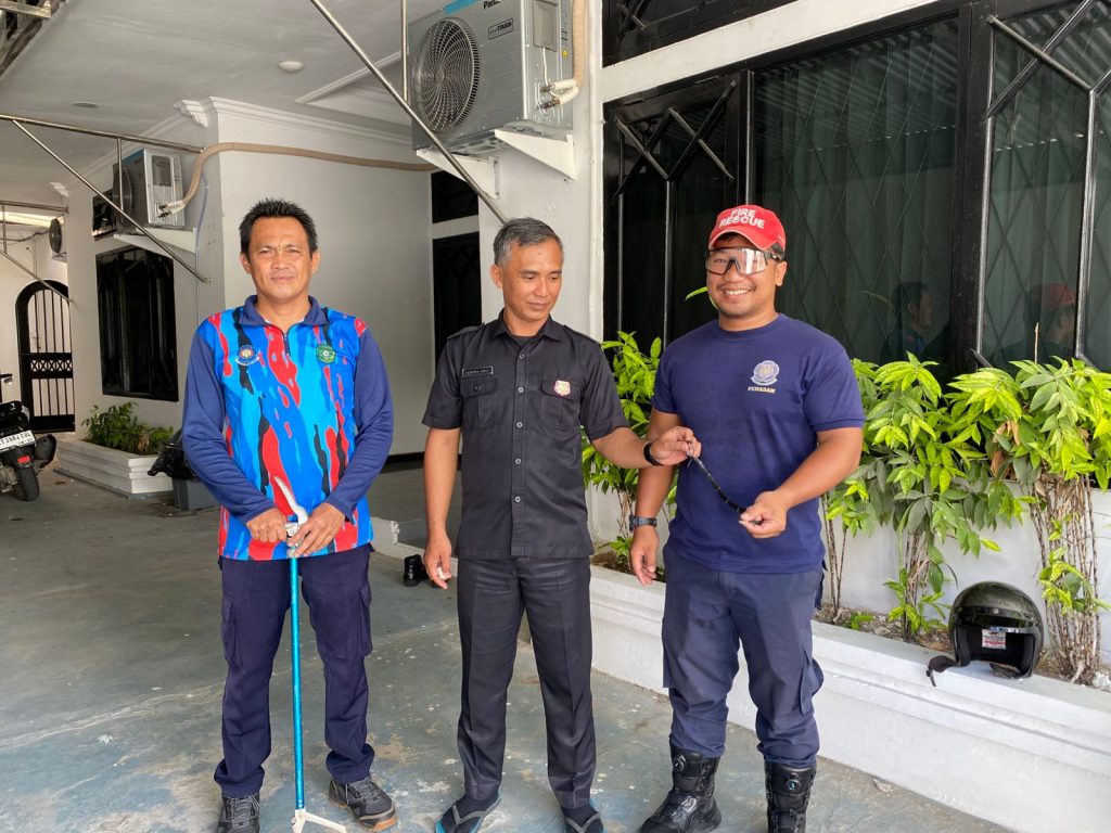 Disdamkar Kukar Lakukan Penanganan Ular di Rumah Dinas Wakil Ketua DPRD Tenggarong